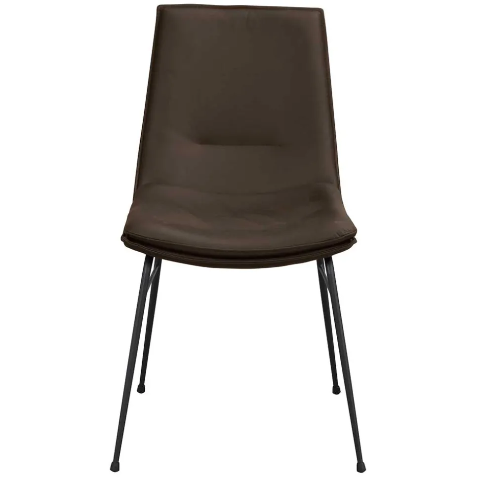 Esszimmerstuhl aus Leder in Braun - Unkorian (2er Set)