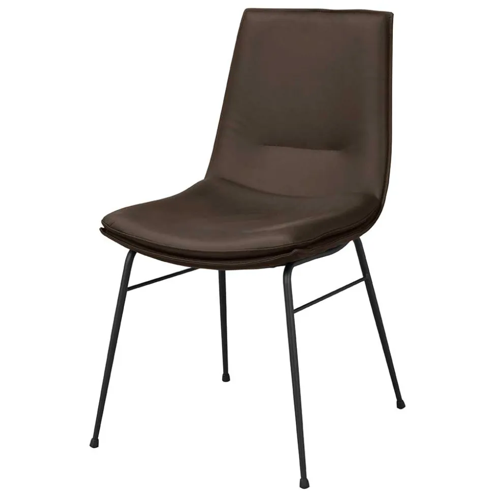 Esszimmerstuhl aus Leder in Braun - Unkorian (2er Set)