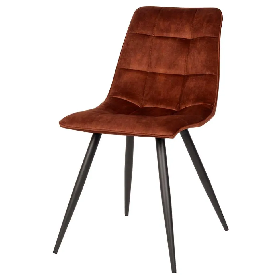 Esszimmerstuhl aus Velours Rost Braun - Mangos (2er Set)