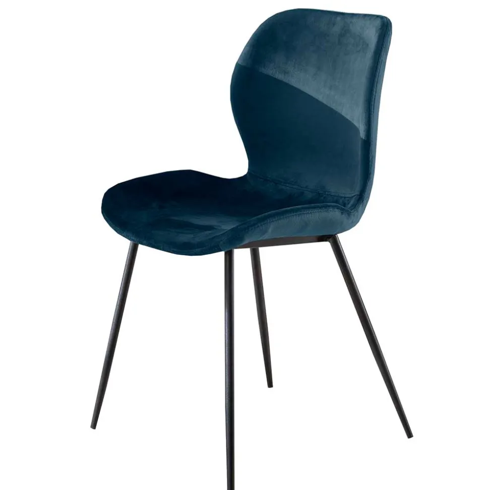 Esszimmerstuhl in Blau Samtbezug - Borgio (4er Set)