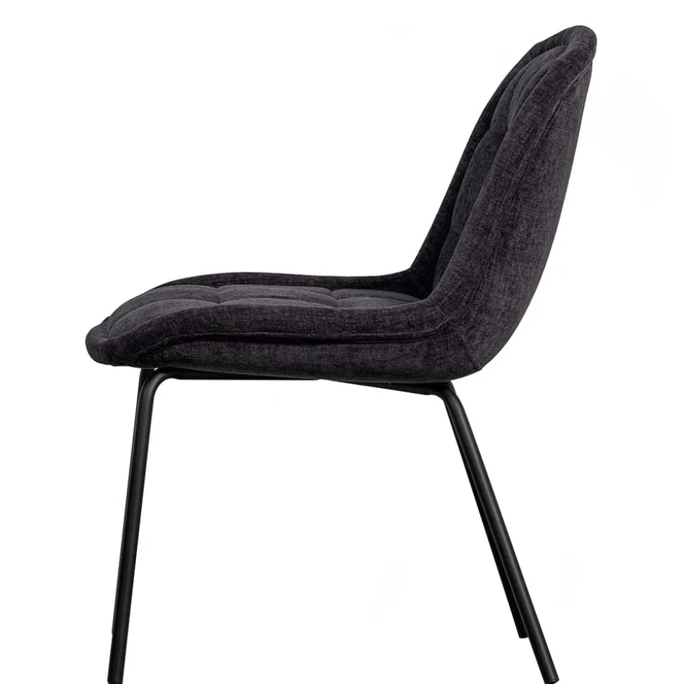 Esszimmerstuhl in Dunkelgrau Samt - Asne (2er Set)
