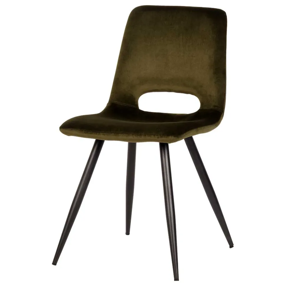 Esszimmerstuhl in Oliv Grün Samtbezug - Tryndidad (2er Set)