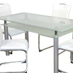 Esszimmertisch mit Glasplatte & Stühle - Chepter (fünfteilig)