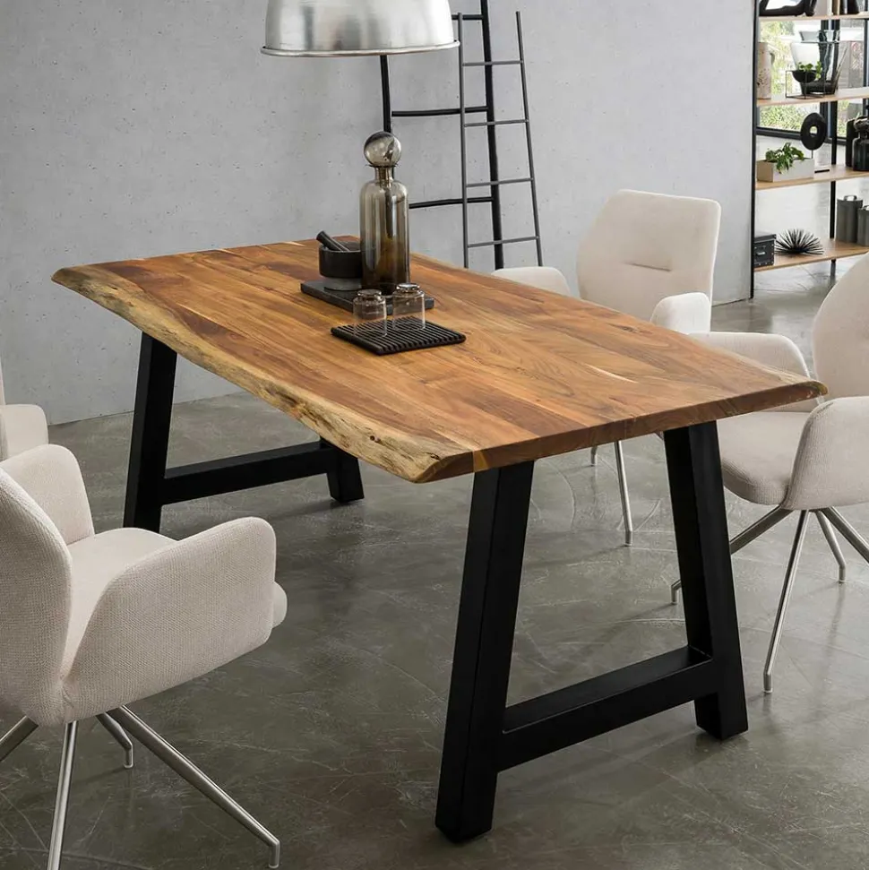 Esszimmertisch mit Naturkante und A-Design-Gestell - Viradossa