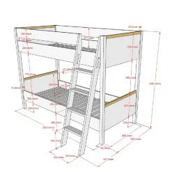 Etagenbett in Anthrazit mit Buche Natur - Feglio
