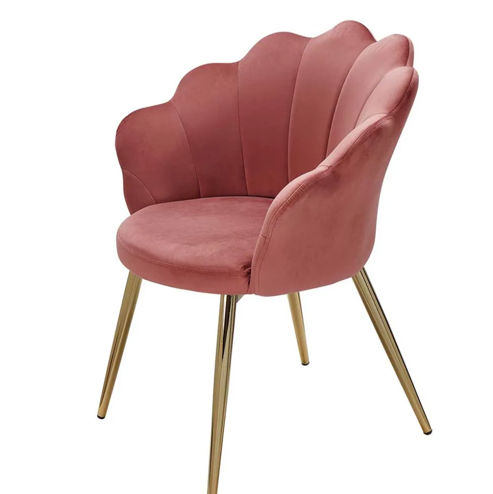 Extravaganter Armlehnenstuhl in Rosa Samt - Envus