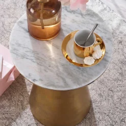 Extravaganter Beistelltisch mit Marmorplatte Weiß - Riovara