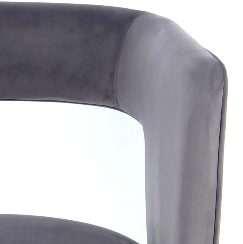 Extravaganter Samt Tischsessel in Grau & Gold - Ilfred