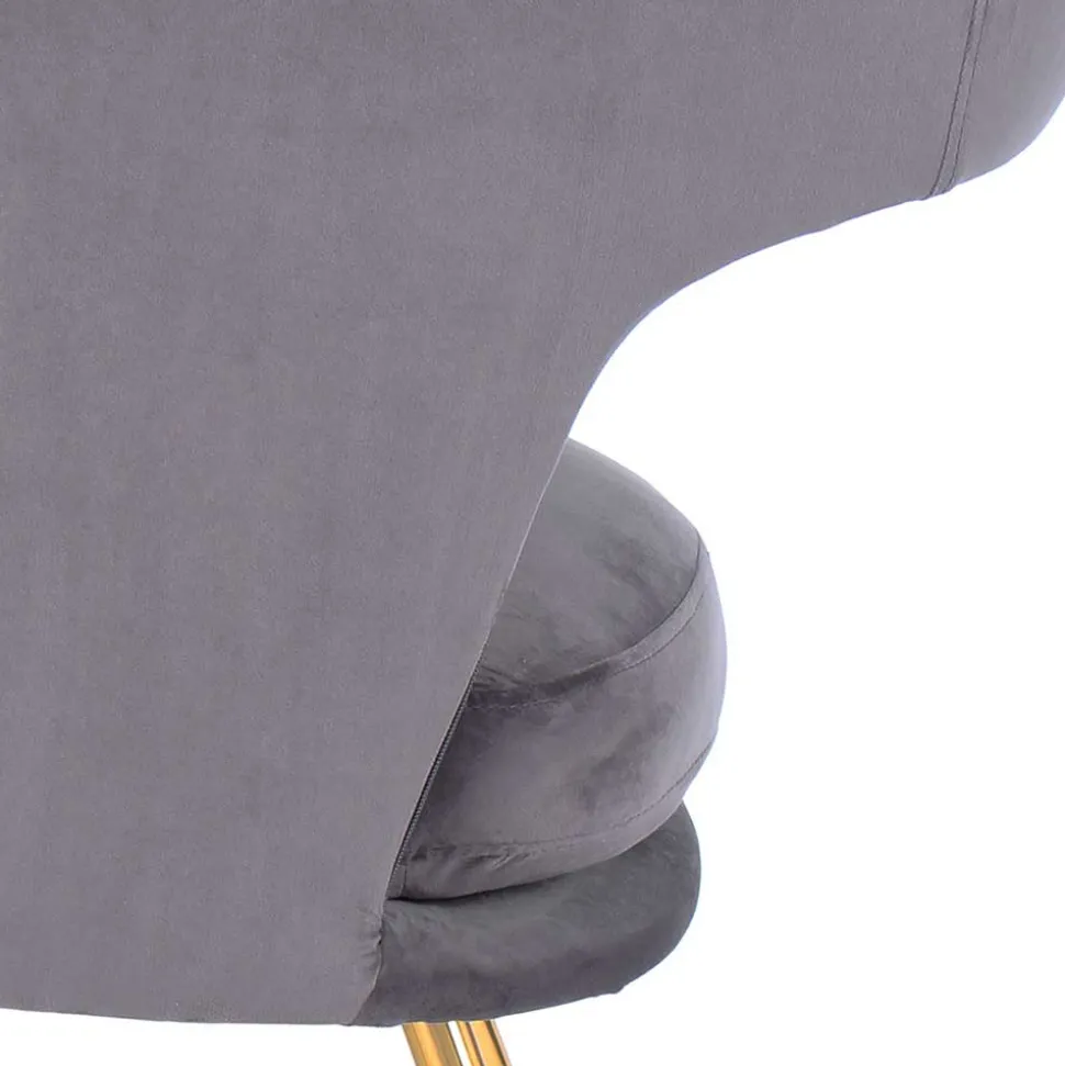 Extravaganter Samt Tischsessel in Grau & Gold - Ilfred
