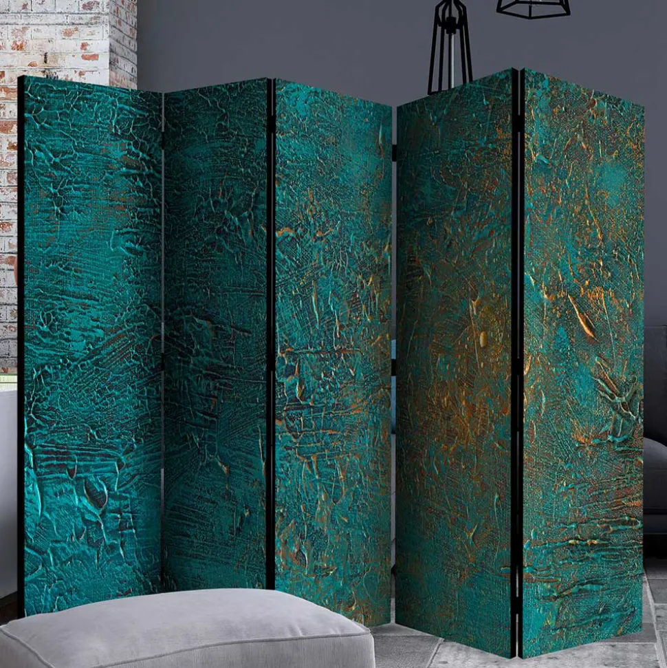Faltbare Trennwand in Türkis & Gold - Vigretta
