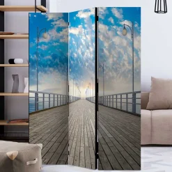 Faltbarer Fotoparavent Schäfchenwölkchen über Pier - Ekdanza