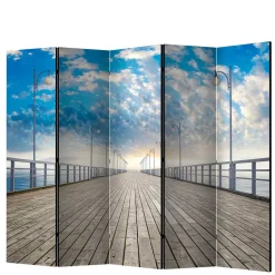 Faltbarer Fotoparavent Schäfchenwölkchen über Pier - Ekdanza