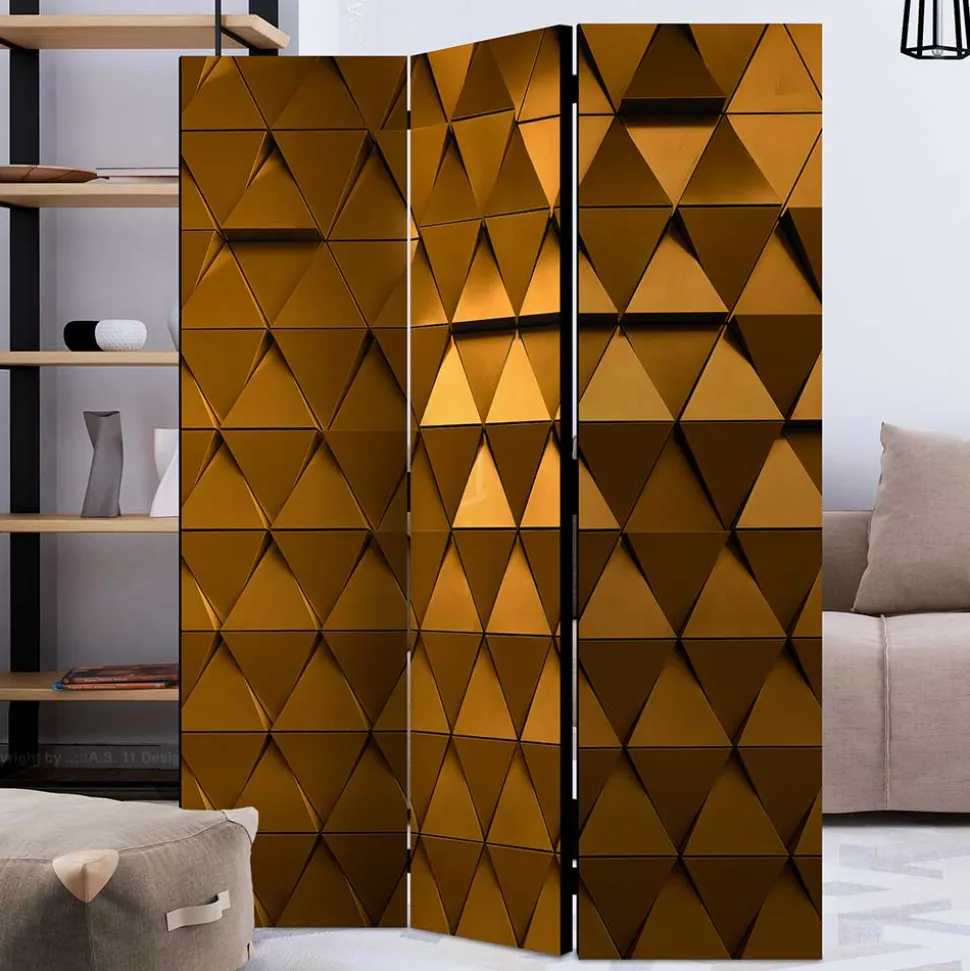 Faltbarer Leinwand Raumteiler in Gold - Adda