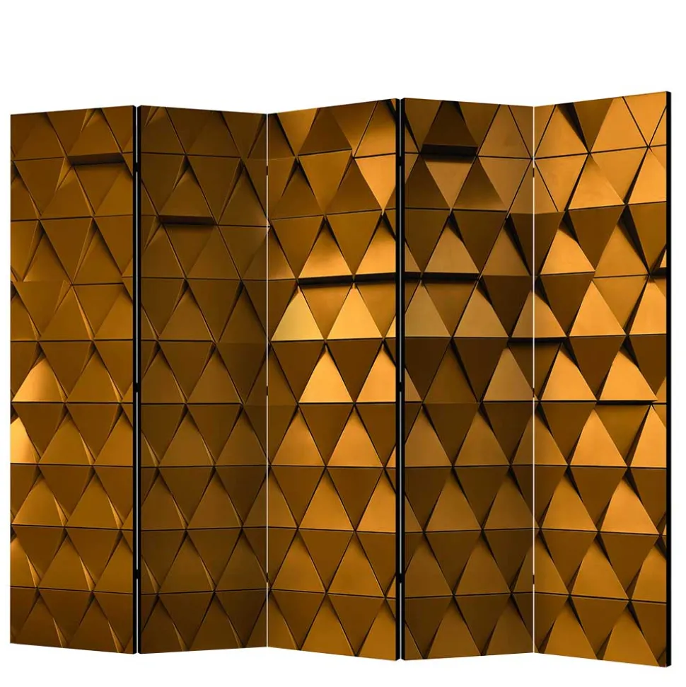 Faltbarer Leinwand Raumteiler in Gold - Adda
