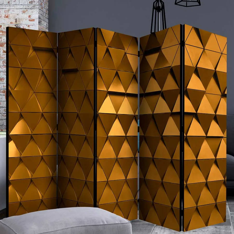 Faltbarer Leinwand Raumteiler in Gold - Adda