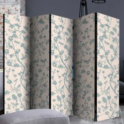 Faltbarer Raumteiler in Creme & Blaugrau - Emilio