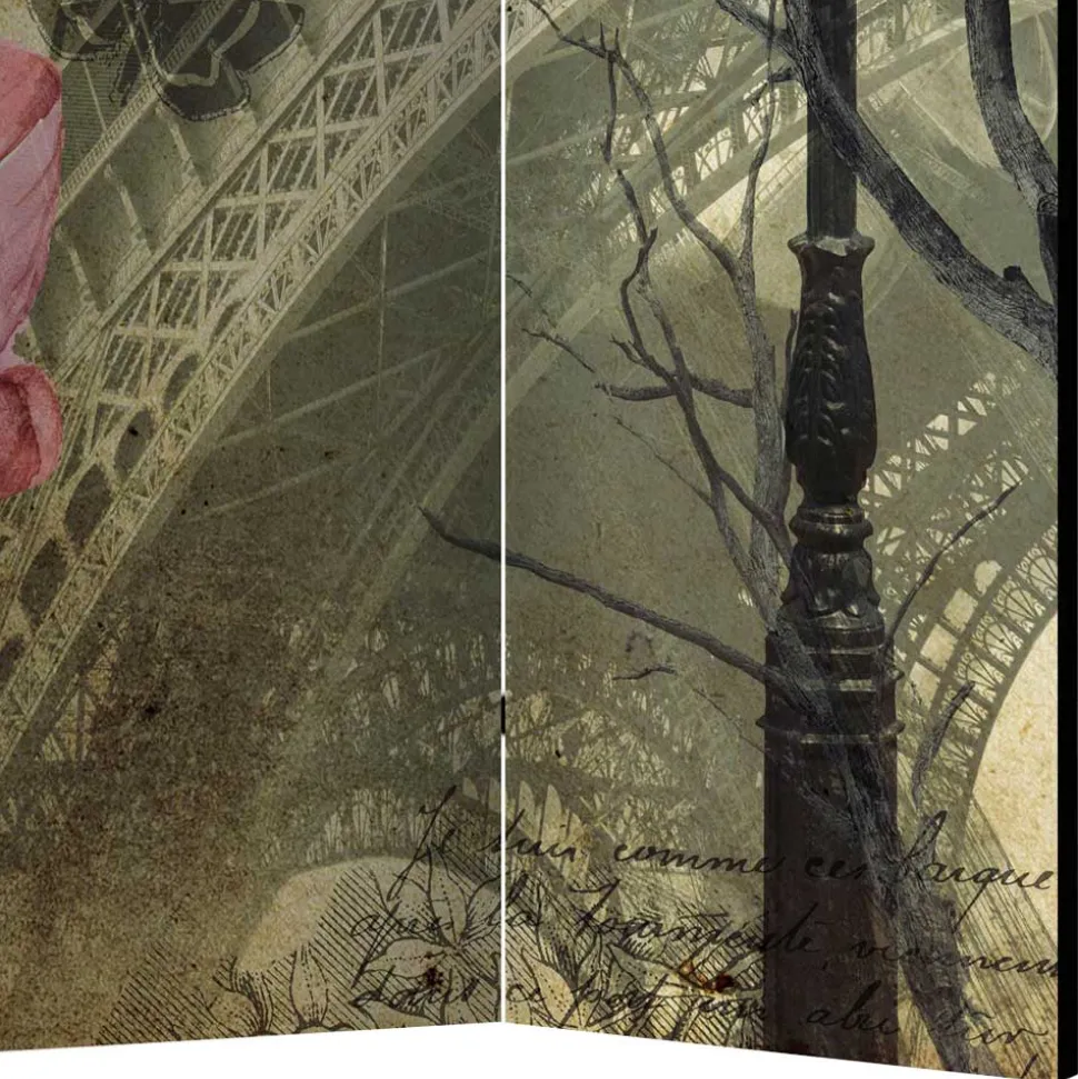 Falt-Paravent mit Vintage Paris Motiv - Lamaika