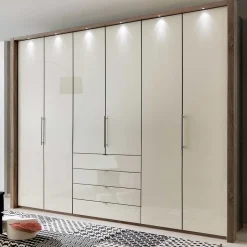 Falttüren Kleiderschrank in Beige Glasfront - Budelli
