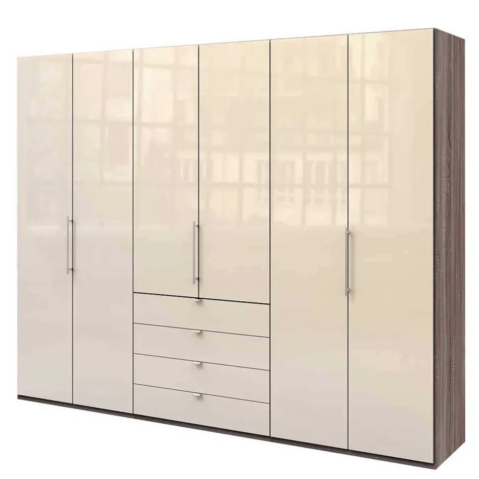 Falttüren Kleiderschrank in Beige Glasfront - Budelli