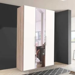Falttüren Schlafzimmerschrank in Weiß mit Spiegel - Vaclyn