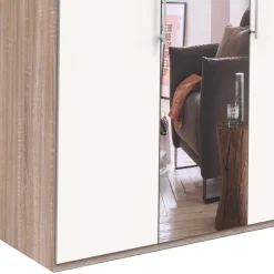 Falttüren Schlafzimmerschrank in Weiß mit Spiegel - Vaclyn