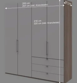 Falttüren-Kleiderschrank in Weiß & Eiche sägerau - Vaclyn