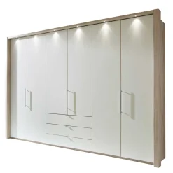 Falttürenschrank Gunjo in Weiß Eiche Sägerau