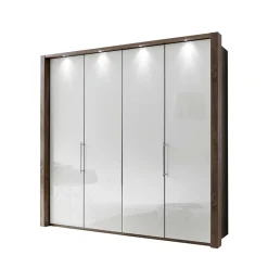 Falttürenschrank Yutaha in Weiß Eiche Trüffel