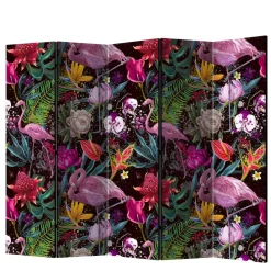 Farbenfroher Paravent mit Flamingo Dschungel Motiv - Ponzet