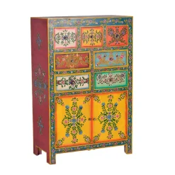 Farbenfrohes Design-Highboard mit Blumen Motiven - Leverias