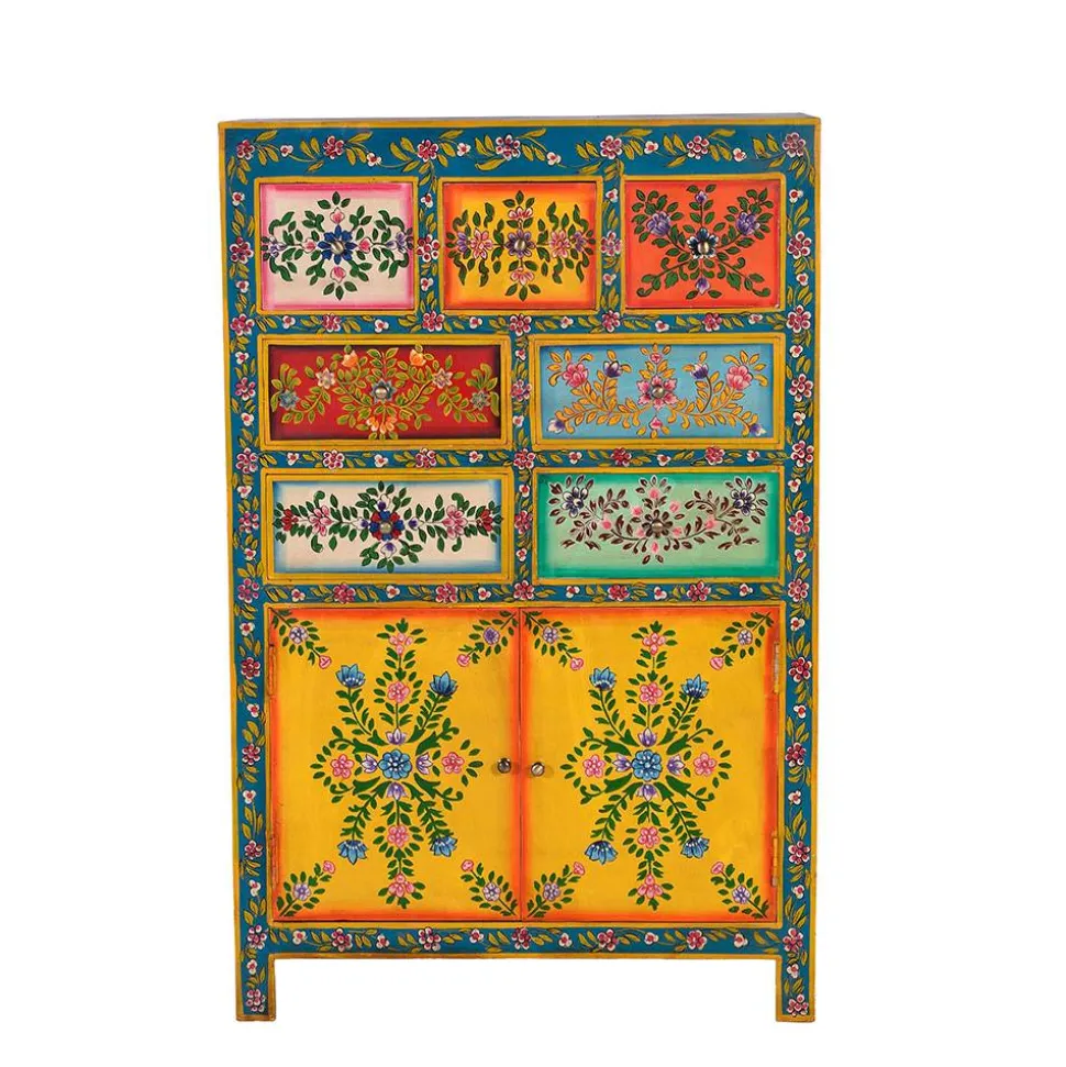 Farbenfrohes Design-Highboard mit Blumen Motiven - Leverias