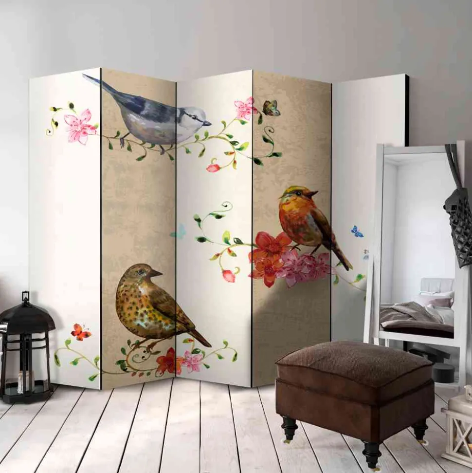 Farbig bedruckter Paravent Nostalgie - Cazatan