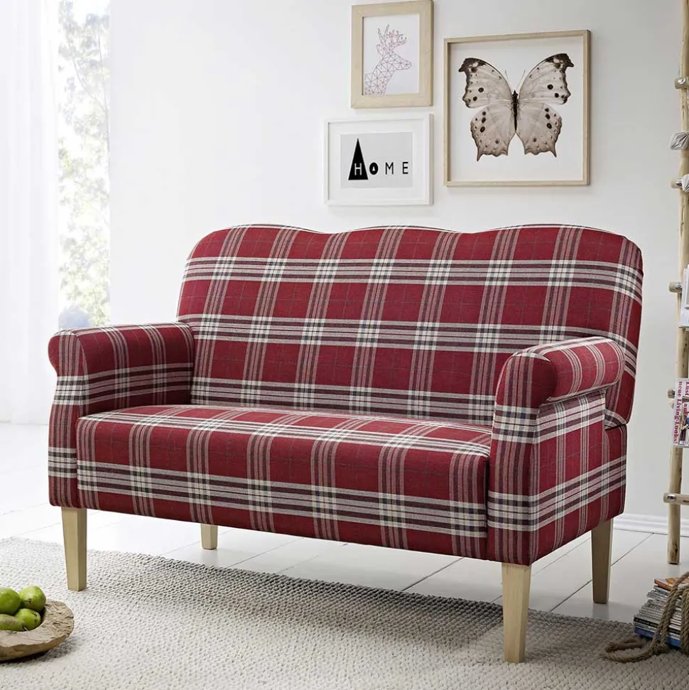 Federkern Küchensofa in Rot kariert - Sinael