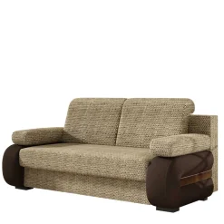 Federkern Klappsofa in Beige und Dunkelbraun - Carinna