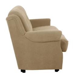 Federkern Schlafsofa aus Flockstoff in Beige - Mabu