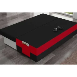 Federkern Sofabett in Schwarz und Rot - Nusret