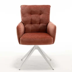 Federkern-Armlehnenstuhl in Kupfer Rotbraun - Coriga (2er Set)