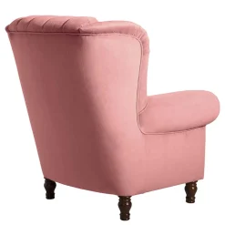 Federkern-Ohrensessel in Rosa und Nussbaum Braun - Masiela