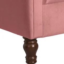 Federkern-Ohrensessel in Rosa und Nussbaum Braun - Masiela