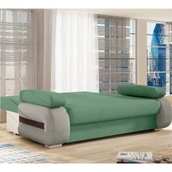 Federkernsofa in Hellgrün und Hellgrau - Zenca