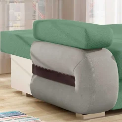 Federkernsofa in Hellgrün und Hellgrau - Zenca