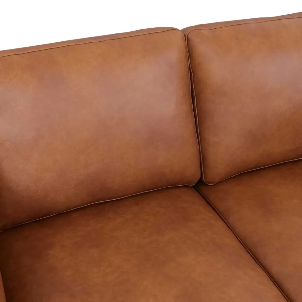 Federkernsofa in Leder Cognac Braun - Lespavo