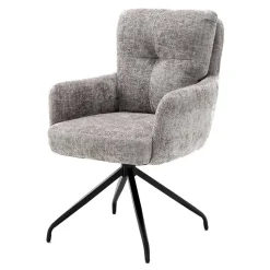 Federkern-Tischsessel in Grau - Kumin (2er Set)