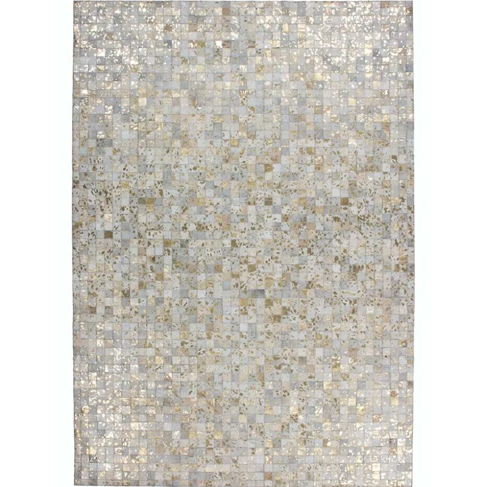 Fellteppich im Patchwork Design mit Gold Akzenten - Fakoa