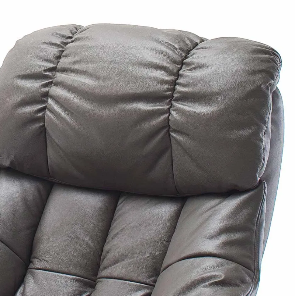 Fernsehsessel mit Relaxfunktion in Leder Schlammfarben Vihanna mit Hocker (zweiteilig)