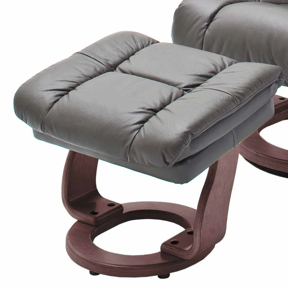 Fernsehsessel mit Relaxfunktion in Leder Schlammfarben Vihanna mit Hocker (zweiteilig)