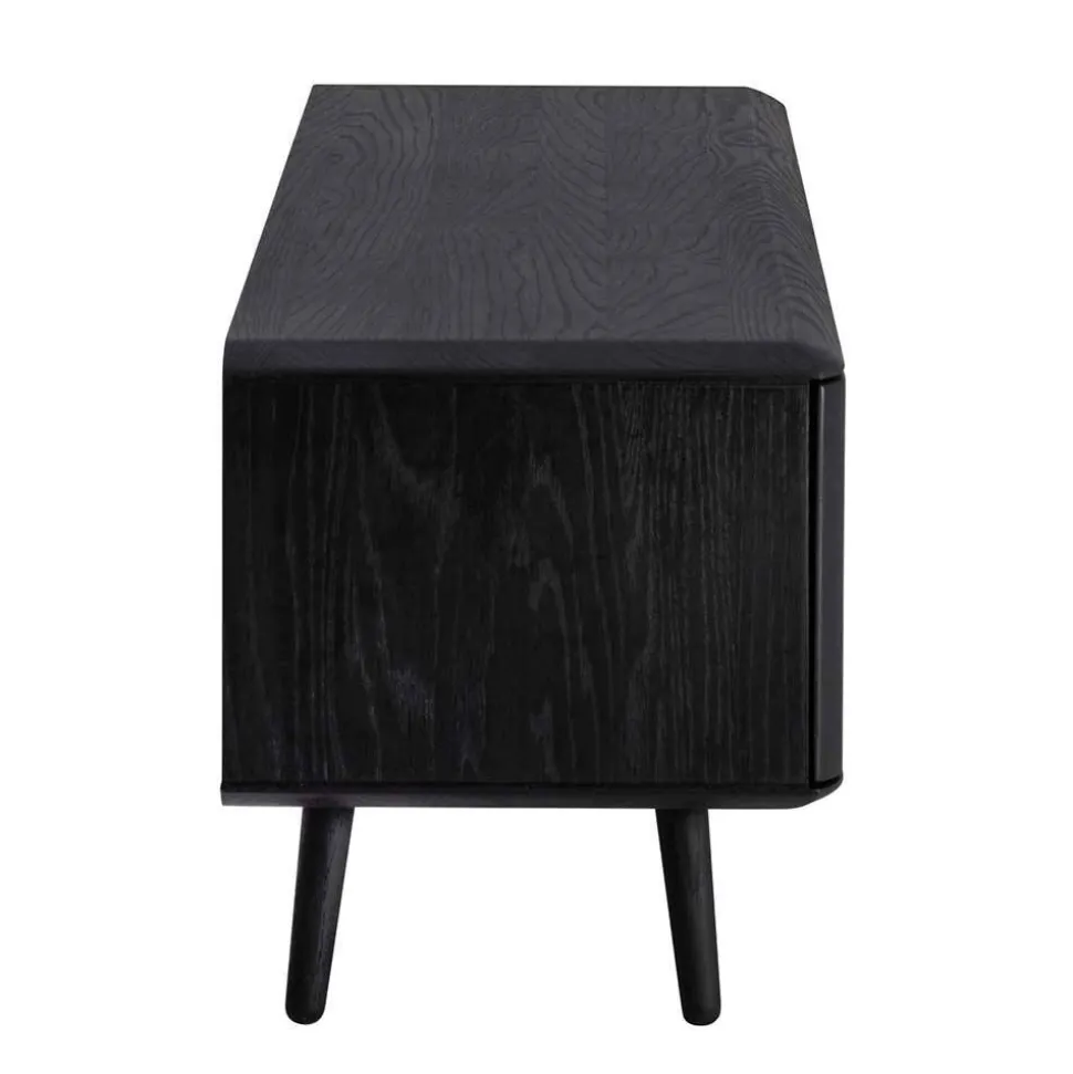 Fernsehtisch mit Klappen & Fach in Schwarz - Delavidu