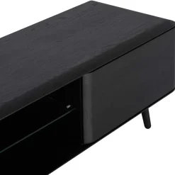 Fernsehtisch mit Klappen & Fach in Schwarz - Delavidu