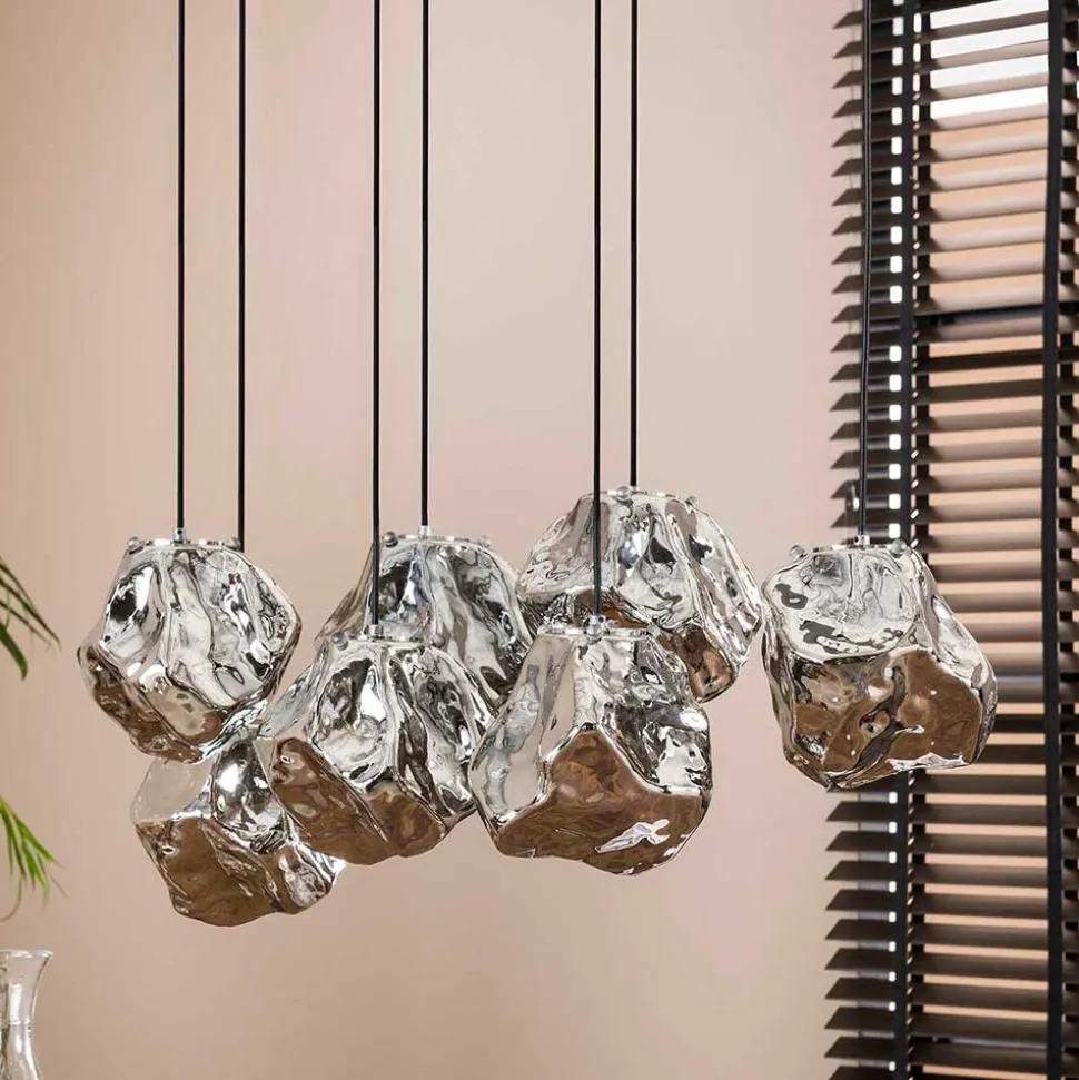 7-flammige Hängelampe in Fels Stein Optik - Domniar