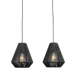 2-flammige Hängelampe in Schwarz - Lacredu